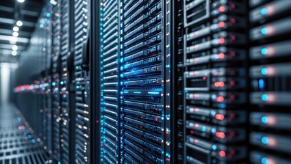 Texture of a server room with a sparkling effect in an abstract style. Concept related to technology and software.