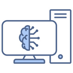 Ai Personal Computer Blue Icon