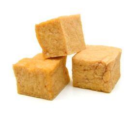 Closeup tofu isolated on white background 