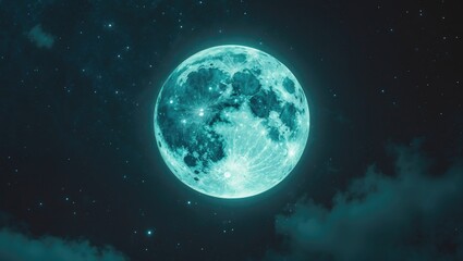 Full Moon seen from space in the night sky.