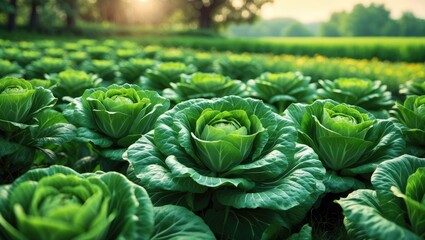 Obraz premium A variety of umbrella flowers alongside a close-up of vegetables. Organic cabbage for home gardening.