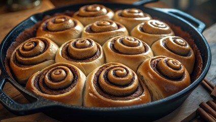 Cinnamon Sourdough Buns Cooked in a Skillet
