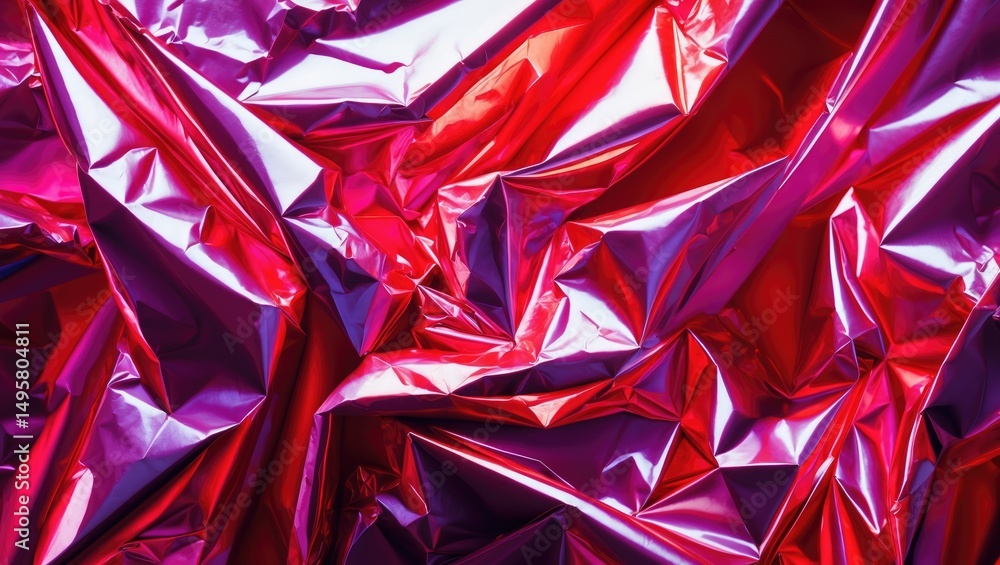 Poster abstract wrapping paper with a shiny dark red foil leaf texture for background and design art.