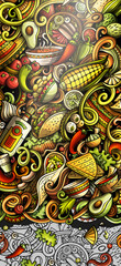 Mexican food hand drawn doodle banner