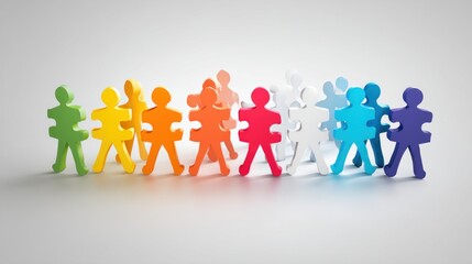 Colorful Puzzle People: Unity, Diversity, Teamwork