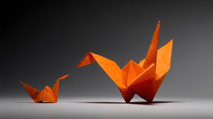 Orange Origami Cranes: A Study in Size and Proportion