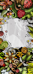 Summer nature doodle banner. Cartoon vector background