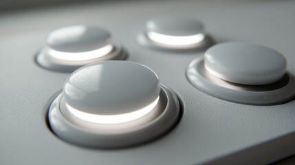 Illuminated White Buttons: A Close-Up of Modern Technology