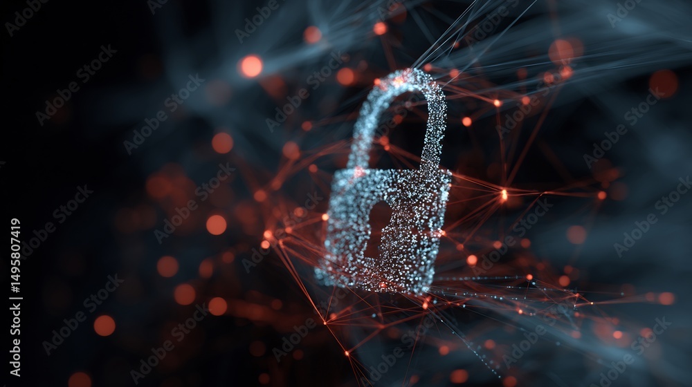 Aufkleber abstract network padlock representing cybersecurity and data protection theme