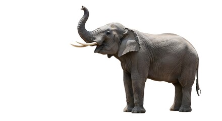 Majestic Asian Elephant with Trunk Raised High Wildlife Photography