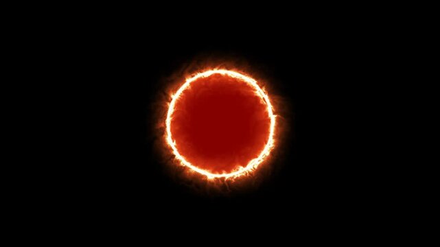fiery sun animation on transparent background