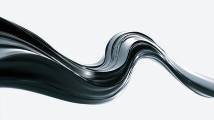 Abstract Dark Gray Swirling Wave, Elegant 3D Rendered Flowing Liquid Metal Design
