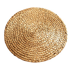 Elegant Minimalist Straw Beach Mat with a Classic W Isolated on Transparent Background