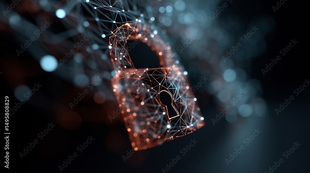 Aufkleber digital network security system with virtual padlock for data protection