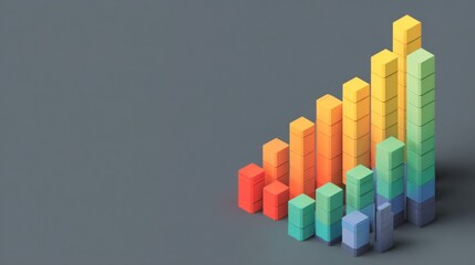 Colorful 3D Bar Graph Representing Growth and Progress