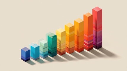 Ascending Colorful Blocks: A Visual Representation of Growth and Progress