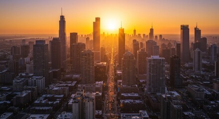 Chicago Skyline at Sunset - Urban Photography