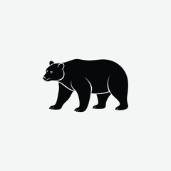 Minimalist Bear Silhouette on White Background – High-Quality Black Animal Art
