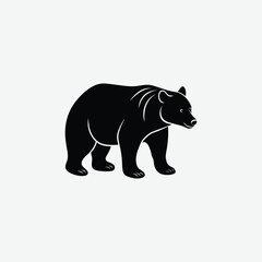 Minimalist Bear Silhouette on White Background – High-Quality Black Animal Art
