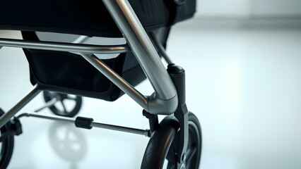 Stylish close-up of a modern stroller showcasing its sleek design and functionality for parents on the go.