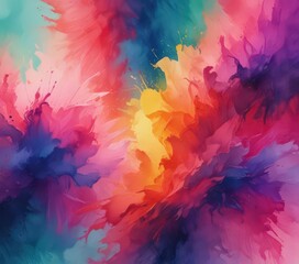 Vibrant hues blend on textured paper, creating an abstract watercolor masterpiece ,  texture,  modern,  dynamic