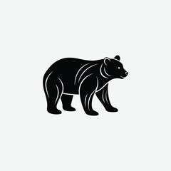 Minimalist Bear Silhouette on White Background – High-Quality Black Animal Art