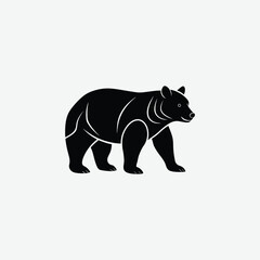 Minimalist Bear Silhouette on White Background – High-Quality Black Animal Art