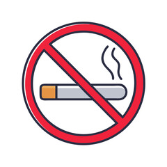 No smoking sign with cigarette symbol and prohibition circle  