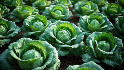 Obraz premium Close-up shot of healthy green cabbage, emphasizing the vivid leaves and organic texture.