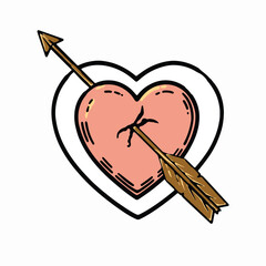 Heart Target with Arrow Illustration Vector