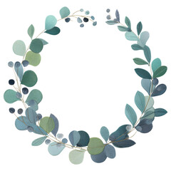 Soft embroidery patch wreath with blue and green leaves creates delicate natural frame perfect for elegant design and decoration