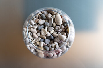 Glass Bowl Filled with Natural Pebbles