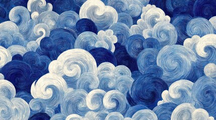 Whimsical Blue Swirls: A Celestial Tapestry