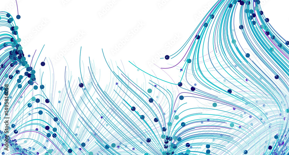 Leinwandbilder abstract background with flowing blue lines and dots. perfect for technology, data, or design concep