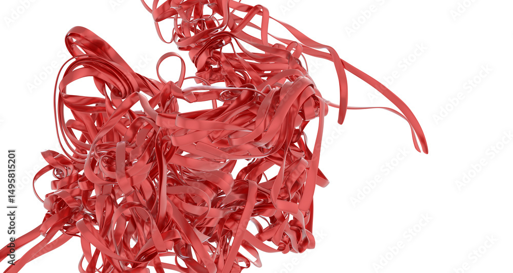 Leinwandbilder high-resolution 3d render of tangled red ribbons. perfect for abstract backgrounds and design projec
