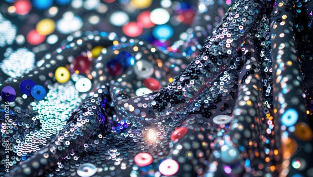 Poster texture made up of shimmering colorful sequins.