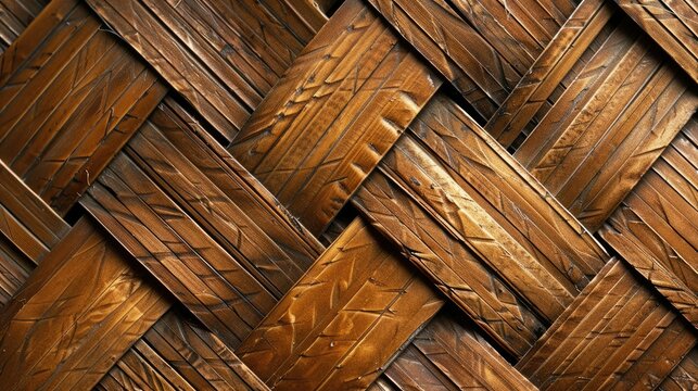 Filipino nipa hut ceiling structure, close-up, bamboo weaving and palm thatch, warm tropical tones