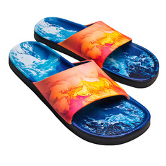 Trendy Slip On Beach Sandals with an Ergonomic Desi Isolated on Transparent Background