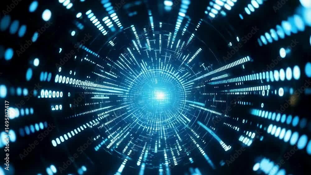 Aufkleber abstract technology background with digital light glow: innovation and connection in a blue futurist