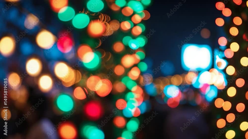 Poster bright abstract bokeh illumination in a nighttime atmosphere, featuring a beautiful array of soft, c