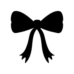 Elegant black ribbon bow illustration suitable for wrapping gifts and decorations