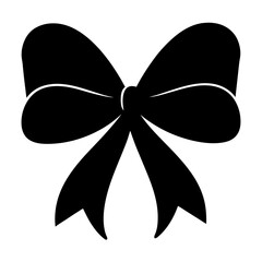 Elegant black ribbon bow silhouette, a decorative element for gift wrapping designs