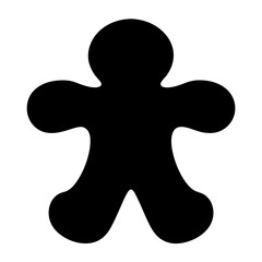 Simple black silhouette of a gingerbread man on a white background
