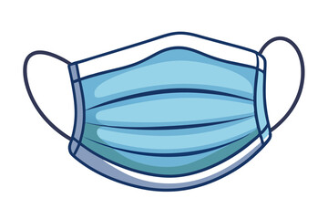 Clean vector of pleated face mask with ear loops