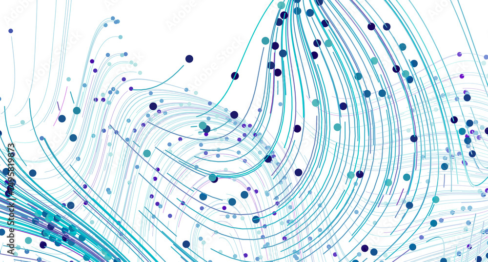 Aufkleber Abstract background with teal lines and dots. Perfect for tech, data, or network concepts.