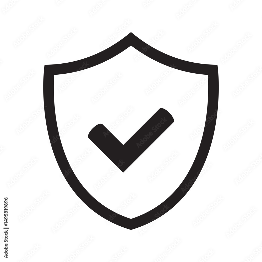Poster shield icon. shield with check mark icon.