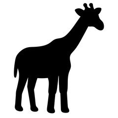 Elegant giraffe silhouette against a white background, showing its long neck