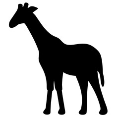 Elegant Giraffe Silhouette with a Long Neck and Distinctive Features