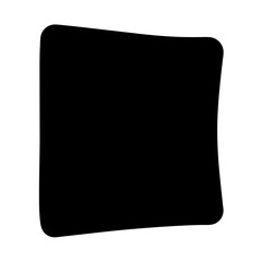 Abstract black shape resembling a distorted square on a white background