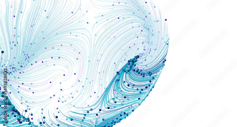 Aufkleber abstract background with swirling blue lines and dots. perfect for tech, science, or design projects